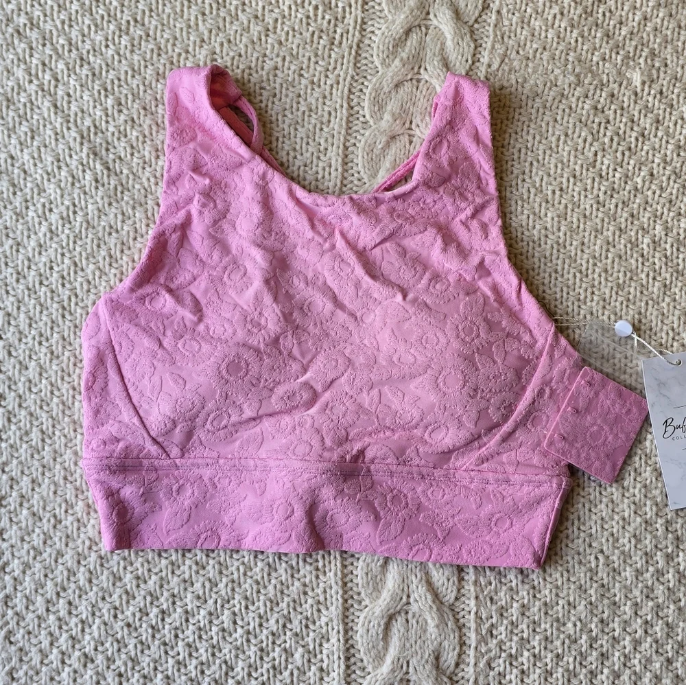 BuffBunny Pink Flower Power Sports Bra and Leggings Set